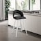 Armen Living Lottech Swivel Counter Stool in Brushed Stainless Steel and Black Faux Leather 840254335356 - alternate 6